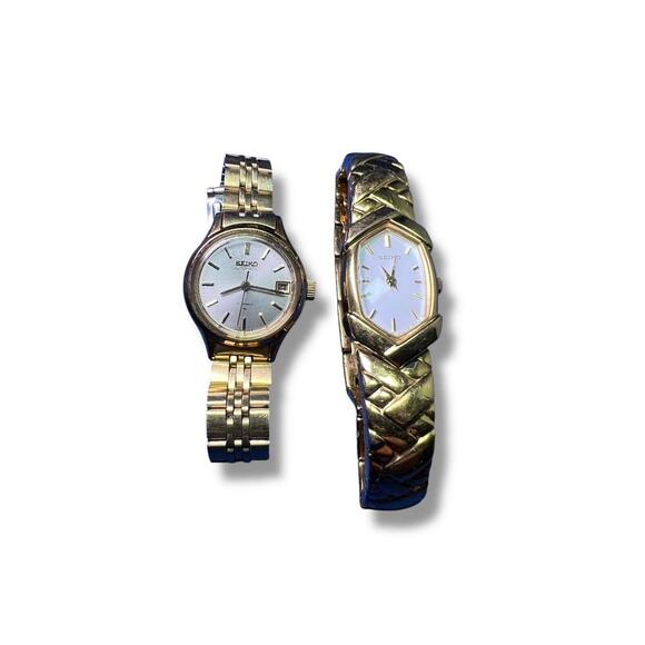 Seiko Women’s Watch Lot – 4205-0160 (Automatic) & 1N00-6R90 (Quartz) – Gold Tone - Picture 1 of 11